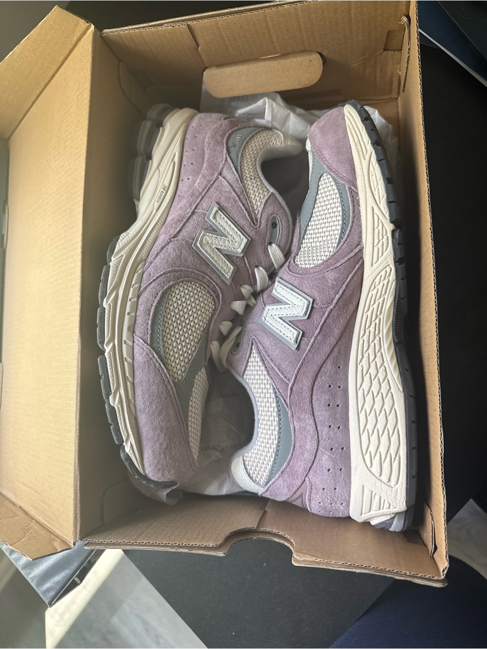 New Balance Women's Lavender Suede Mesh Sneaker — Soft Purple and Gray